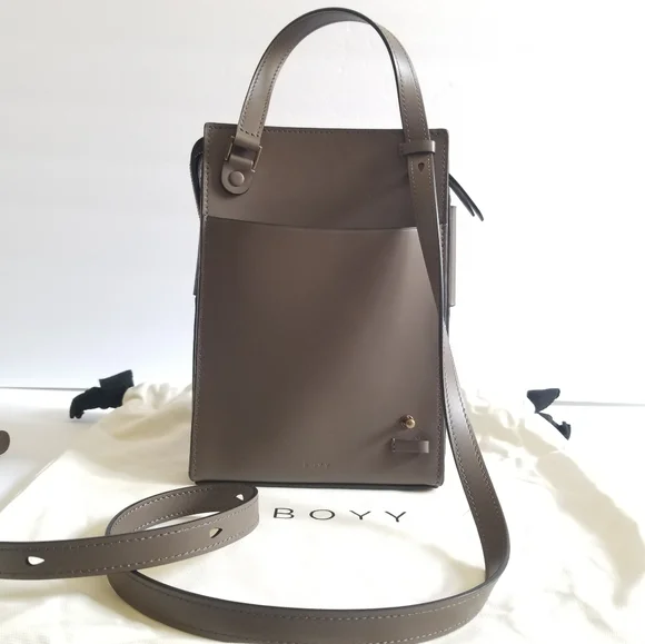 BOYY Buckle Tall Leather Pouch Crossbody Bag Dark Brown - Picture 6 of 11